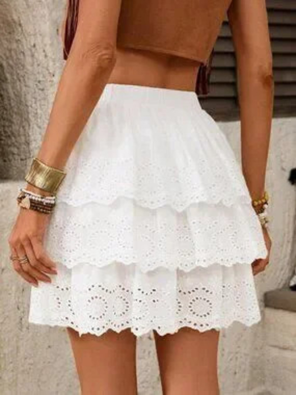 ZARA White Boho Women's Tiered Layers Semi-Sheer Mini Skirt